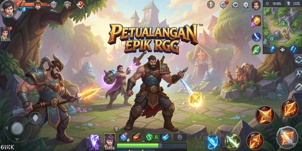 Tangkapan layar utama menampilkan aksi seru dalam permainan RPG.