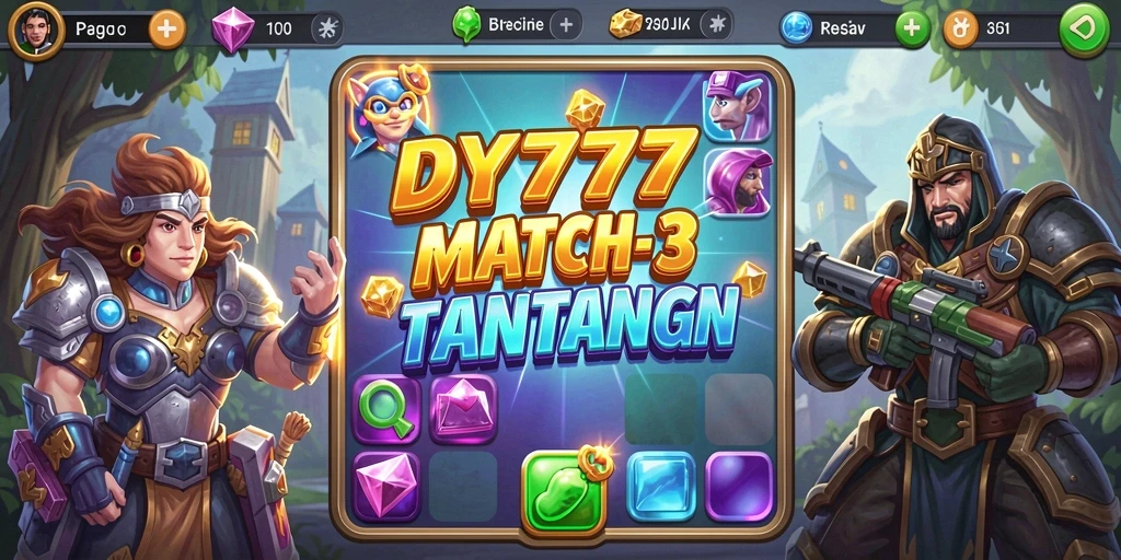 Screenshot yang menunjukkan gameplay seru di DY777 Match-3.