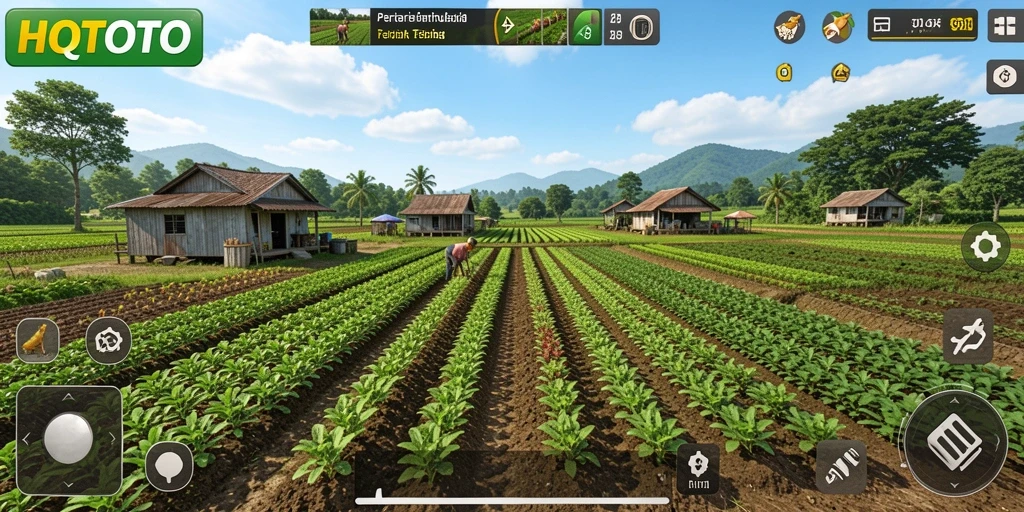 Tampilan gameplay HQTOTO yang menampilkan keseruan bertani.