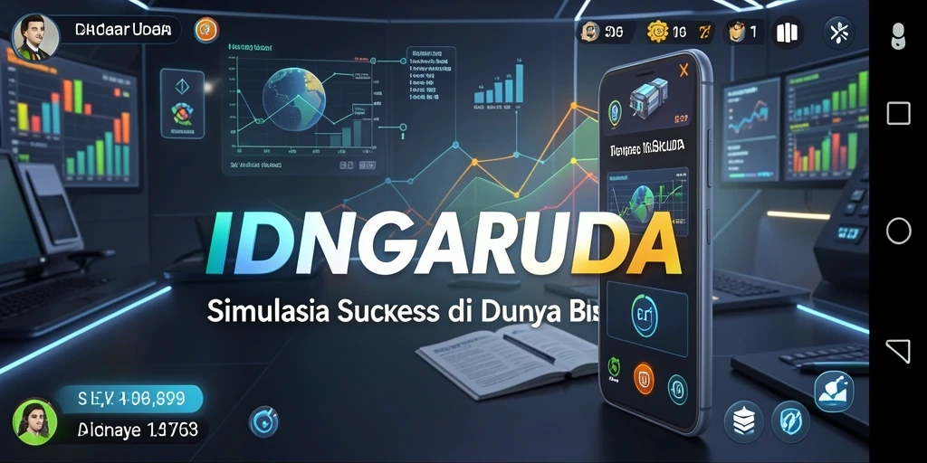 Tampilan gameplay menarik IDNGARUDA dengan elemen manajemen bisnis.