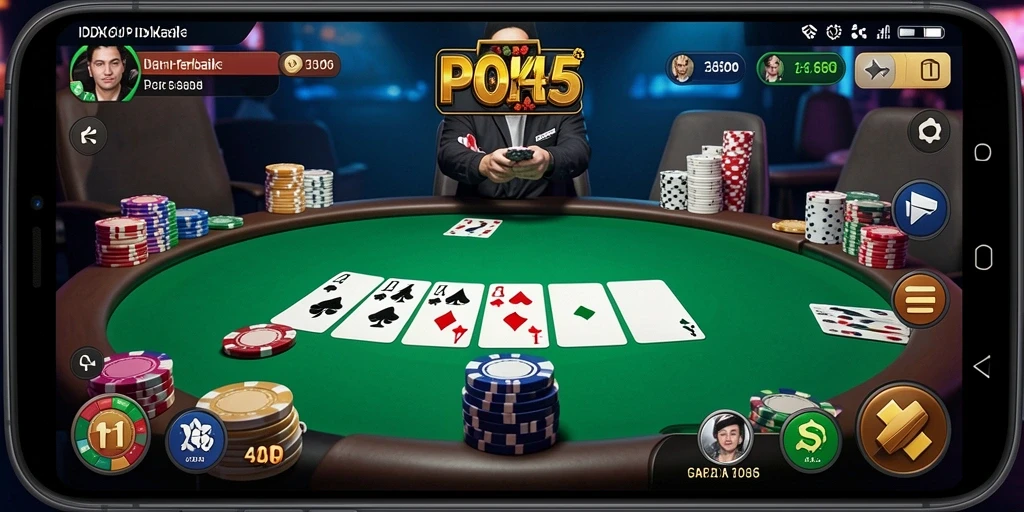 Screenshot utama IDX66 menampilkan pemain poker yang sedang bersaing di meja.
