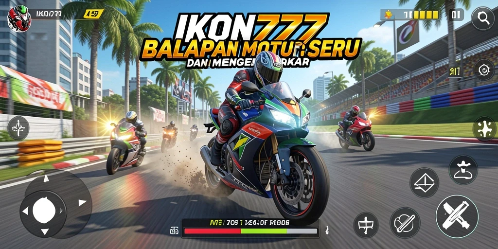 Tampilan aksi balapan motor yang seru dan mendebarkan.