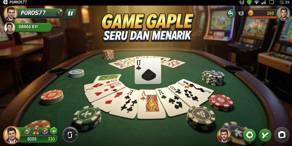 Tangkapan layar gameplay POROS77 dengan suasana Gaple yang seru.