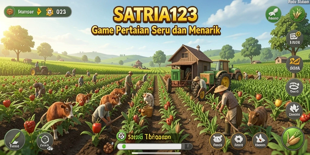 Screenshot menunjukkan gameplay bertani yang seru di SATRIA123.