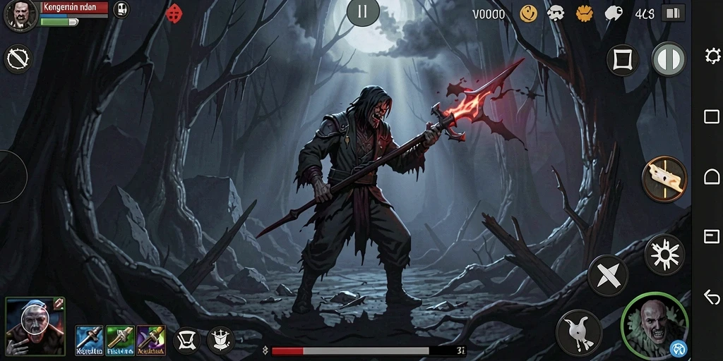 Tampilan gameplay V07 yang mencekam dan menakutkan di dalam dunia gelap.